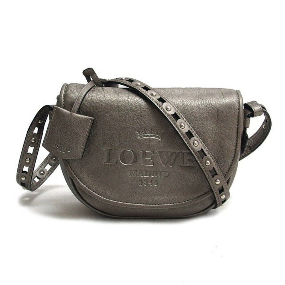 Loewe Heritage Satchel Shoulder Bag, Silver Gray